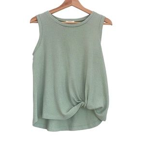 Pleione Knit Mint Green Tank Top With Twisted Hem - Size S